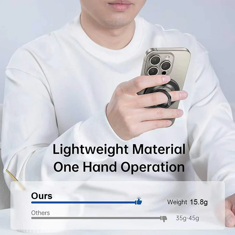 360 ° 회전식 마그네틱 폰 링 (MagSafe 폰 그립용) 유니버설 마그네틱 폰 스탠드 (아이폰, 삼성 호환) 핑거 링 홀더