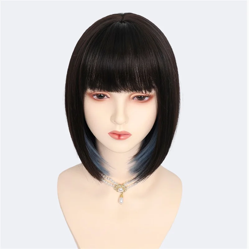 30CM Bob Wig Female Party Cosplay Costume Wigs Hair Heat Resitant Synthetic Fiber Peluca