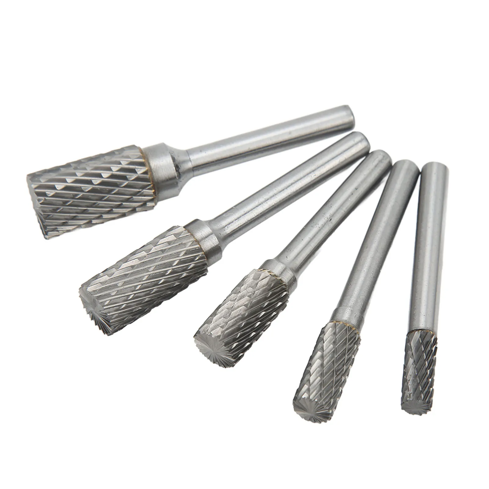 5Pcs Rotary Rasp File Set Steel File 6mm Shank Carving Bit Double Cutter Rotary Super Hard Metal Grinding Car Repair Tools