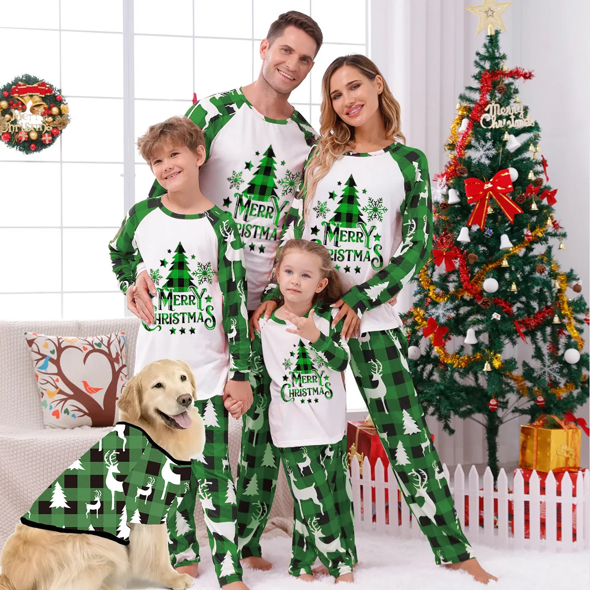

2023 New Winter Adults Kids Dog Christmas Matching Outfits Soft Loose Pajamas Set Casual Long Sleeve O Neck Sleepwear Xmas Look