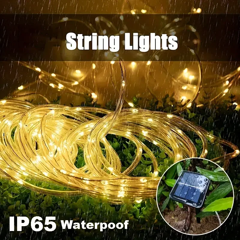 Luci Stringa Solari Da Giardino 30m 300 LED | Tubo In Rame Con 8 Modalità | Impermeabile IP65 Per Esterno | Colore Viola - 3