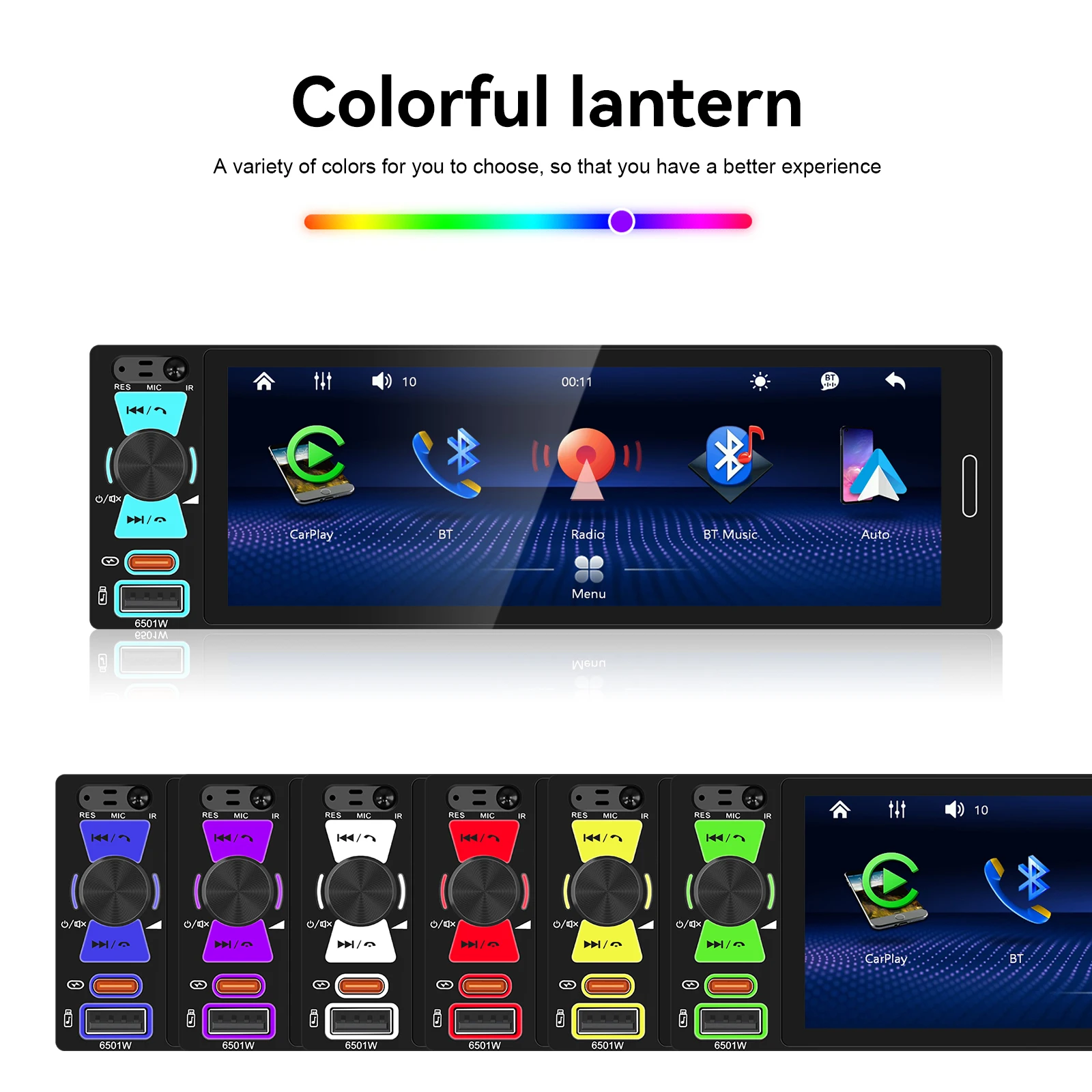 Radio para Auto Podofo de 6.5 Pulgadas 1DIN con Pantalla Táctil Incell, Carplay, Android Auto, Mirror Link, FM, AM, RDS, Reproductor Multimedia, Unidad Estéreo Universal para VW AUDI 5