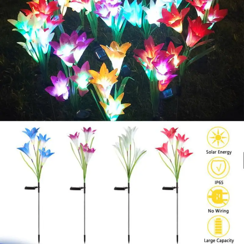 

Фонарь для освещения на открытом воздухе, фонарь для цветов тюльпанов RGB, Ландшафтная лампа для газона, водонепроницаемый садовый фонарь для двора, Роза