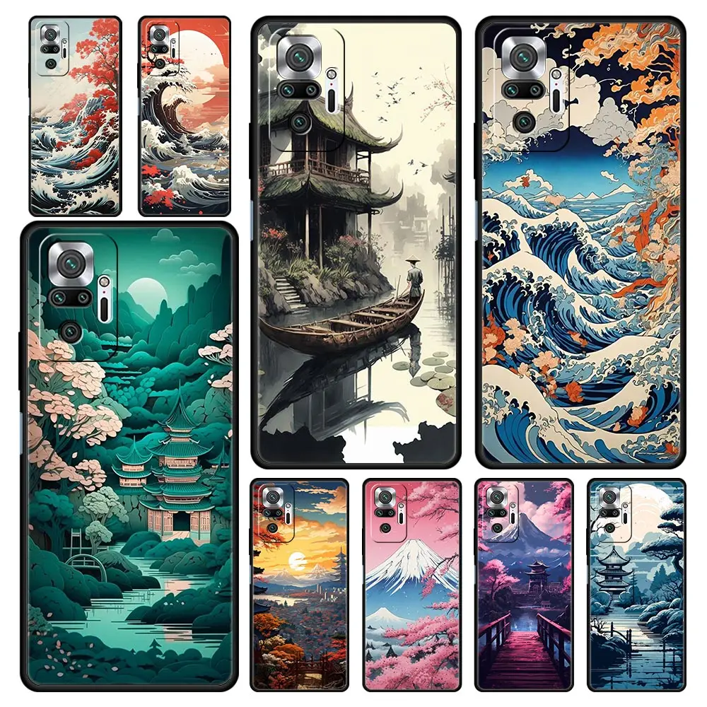 Soft Silicone Phone Case with Japanese Landscape Design