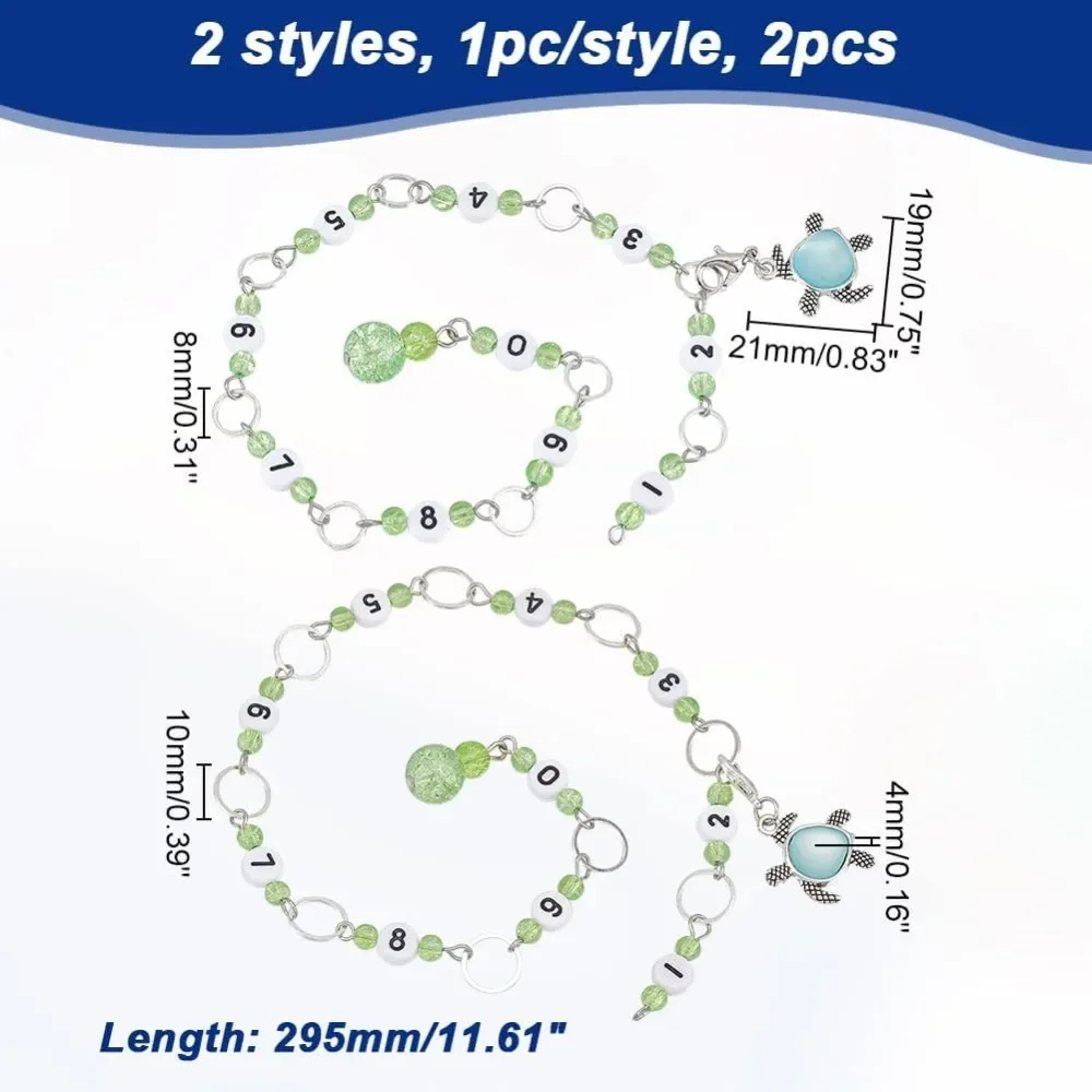2 Pcs Turtle Knitting Row Counter Chains Pale Green Glass Beaded Stitch Markers Row Counting Accessories for Knitting Crochet for crochet stitch markers