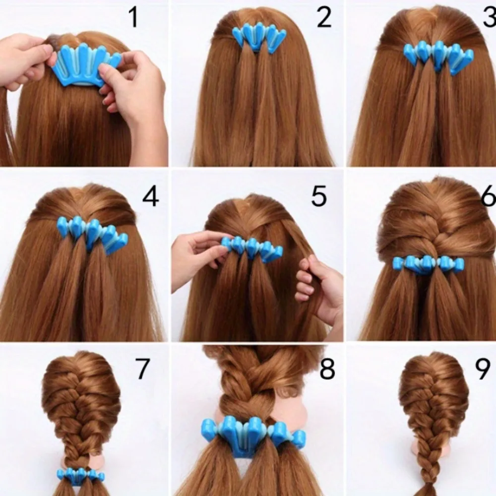 5-Finger Sponge Hair Braiding Tool, DIY Wave Curly Twist Styling Kit, Manual Hair Weaver Crimper for Women Girls Party Travel