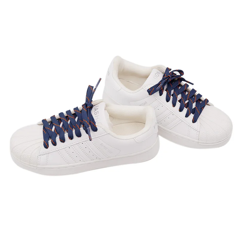 A Pair of Dark Laces Two-color Speckled Striped Laces Men's and Women's Casual Sneakers Customizable 8mm Laces