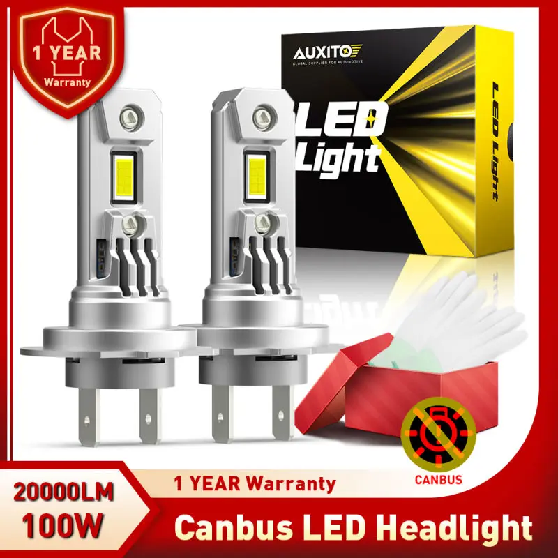 AUXITO 2Pcs 20000LM 100W Super Bright Canbus Auto Headlamp Turbo LED H4  9003 High Low Beam Headlight Bulb 12-CSP Chips No Error