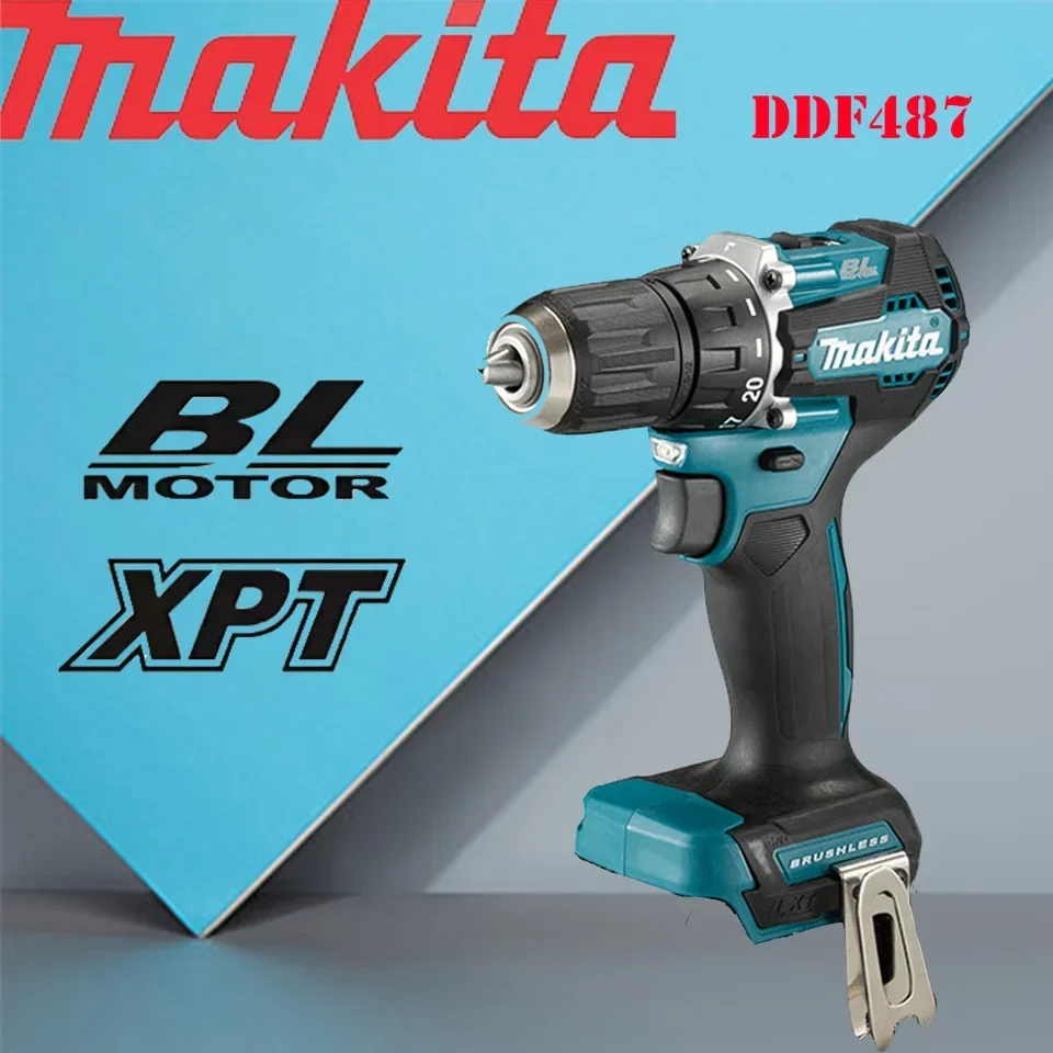 Makita DDF487 Cordless Percussion Drill 18V Electric Variable Speed Brushless Motor Impact Power Drill