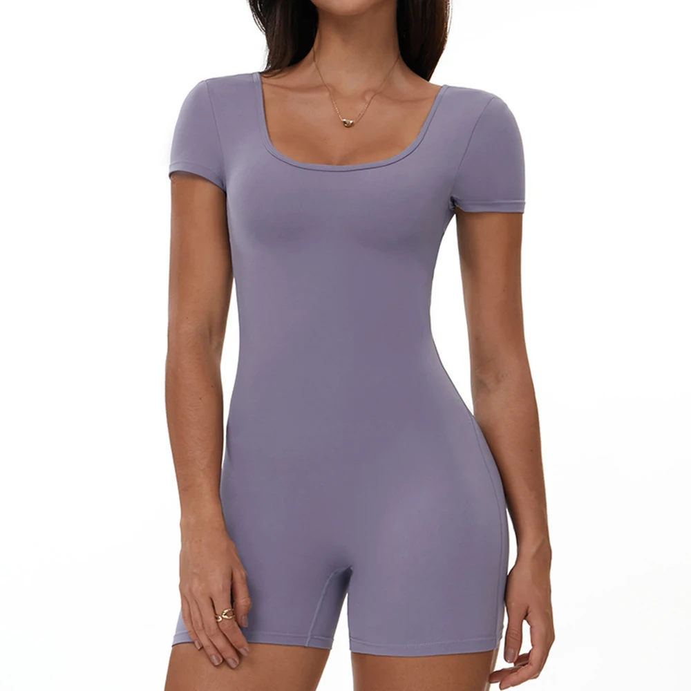 Fitness Jumpsuit Women Tracksuit Sports Short Sleeves Playsuit