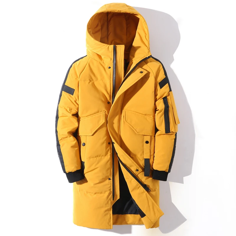 Men Winter Down Jacket Hooded Long Windproof Waterproof