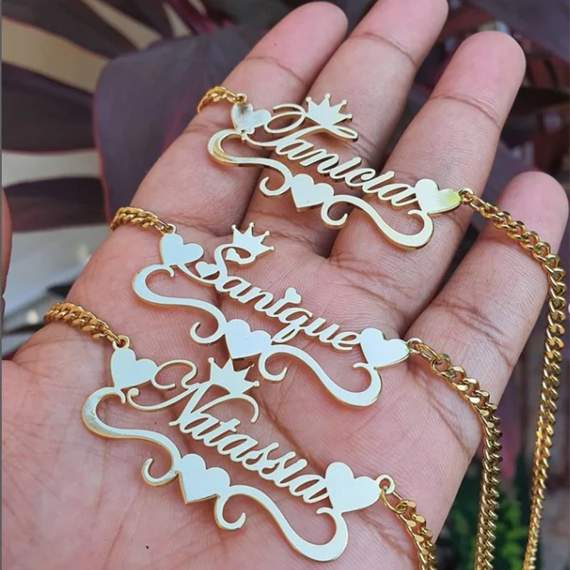 Collar de acero inoxidable con nombre personalizado para cadena Cuba, placa con nombre personalizada, joyería Bohemia, regalo de Navidad, 2022|Personalizado Collares| - AliExpress