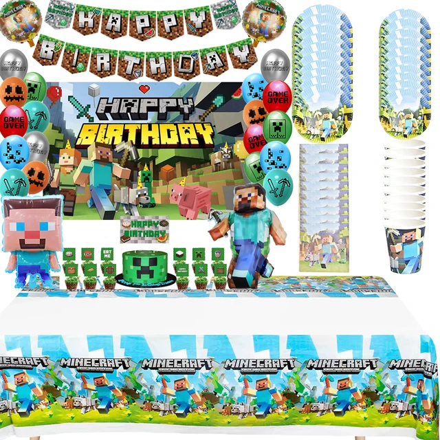 Minecraft Anniversaire Décoration Joyeux Anniversaire Bannière Jeu