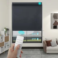 ม่านม้วนอัจฉริยะแบบมอเตอร์ไฟฟ้า ควบคุมผ่าน WiFi พร้อมรีโมทคอนโทรล ป้องกันแสงแบบ Blackout ขนาดสั่งทำได้ สำหรับหน้าต่างบ้าน รองรับ Alexa และ Google Home มาตรฐาน EU/US 2