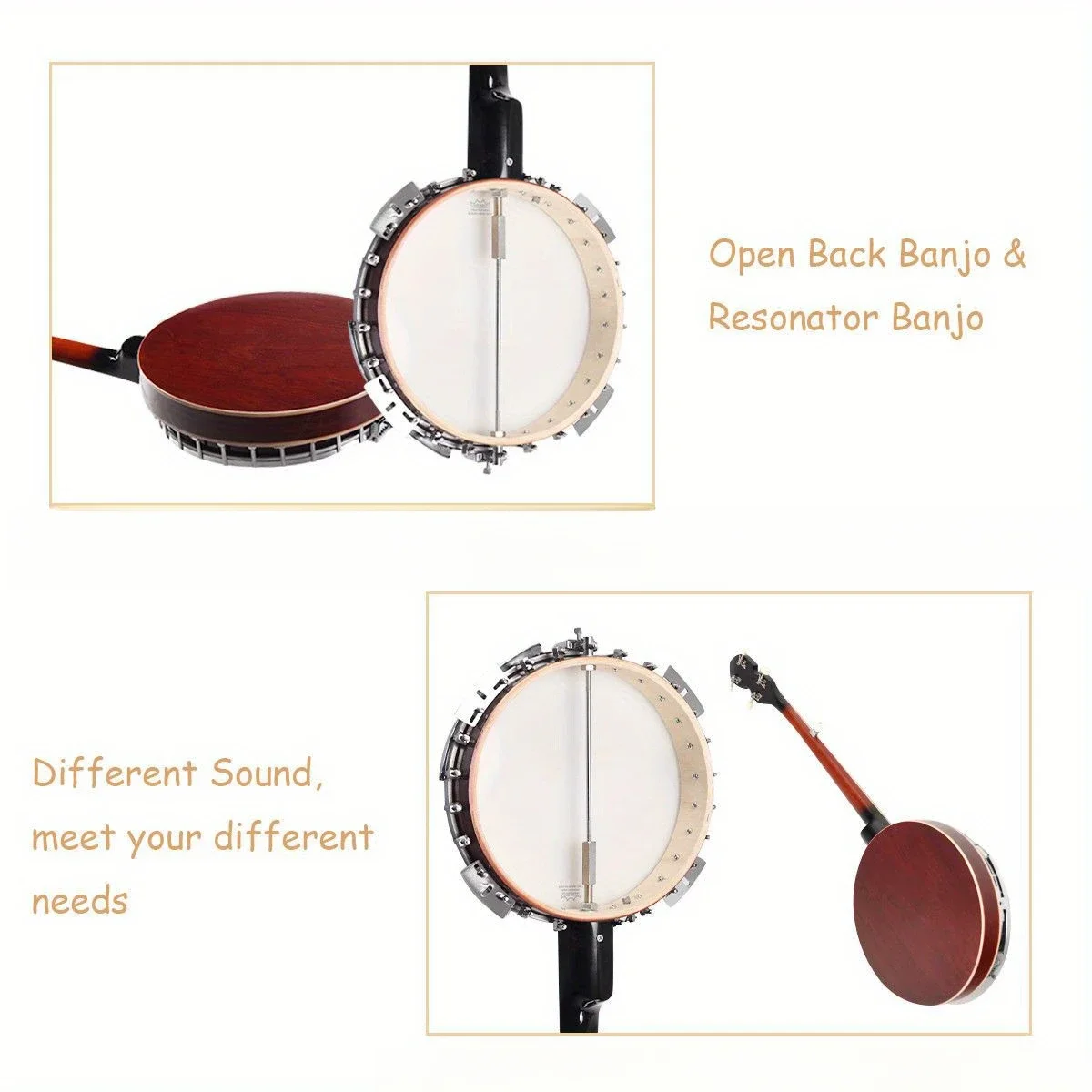 5-String Geared Tunable Banjo-High-Quality Closed Back Design with 24 Brackets, Remo Head, Premium Hardcase Beginners