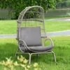 Outdoor Narrow Egg Chair Wicker, Patio Rattan Basket Chair with 370lbs Capacity Indoor Egg Chairs with Stand & Cushion 1