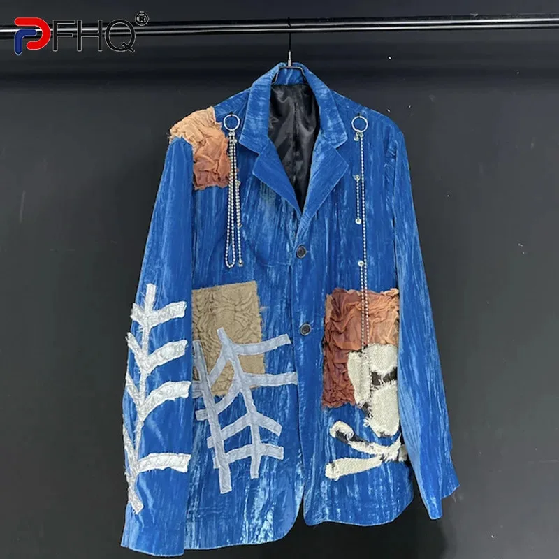 

PFHQ Trend Elegant High Quality Niche Design Printed Original Men's Blazers Personality Splicing Autumn Clothes Jackets 21F1167