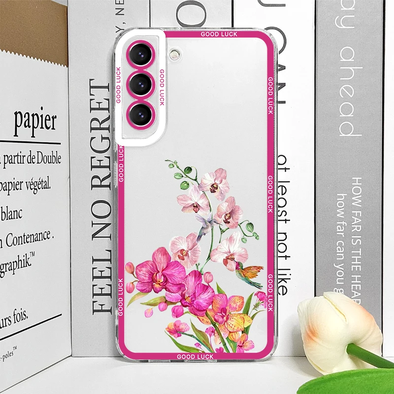 Luxury Fresh Flowers and Birds Printed Phone Case - Artistic Floral Soft Cover