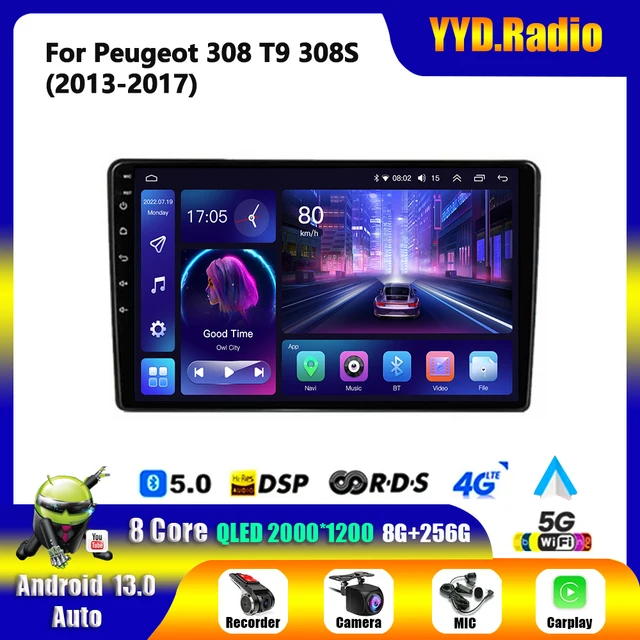 For Peugeot 308 T9 308S 2013 - 2017 Android 13 Car Radio Navigation GPS Multimedia Video Player Stereo Carplay wifi DSP BT
