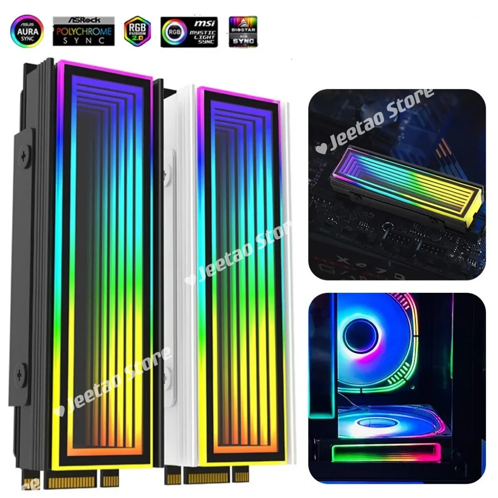 M. 솔리드 스테이트 드라이브 SSD 2280 방열판, ARGB 광 효율, 모든 알루미늄 방열판, nvme 슬롯, 상단 천 레이어 미러, 2 개