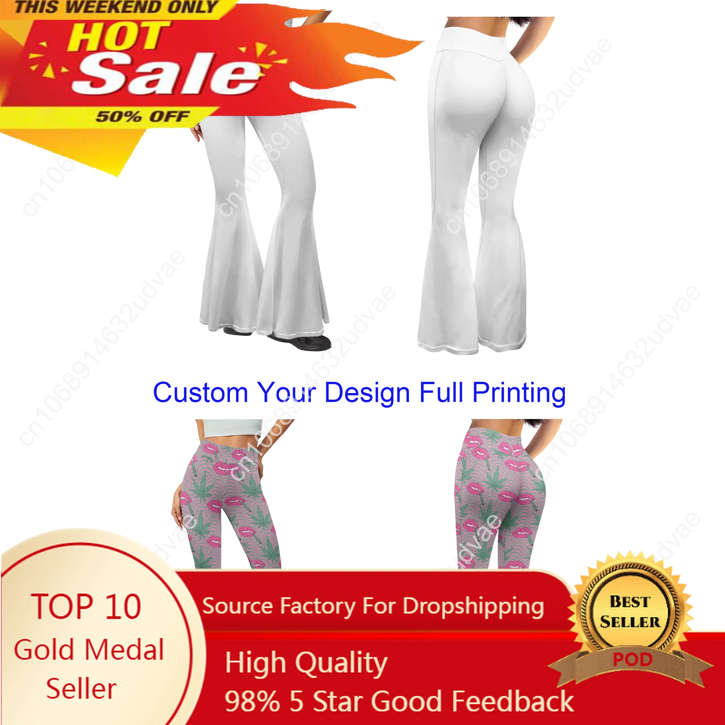 Custom Made Your Design Full Printing Yoga Flared Pants
