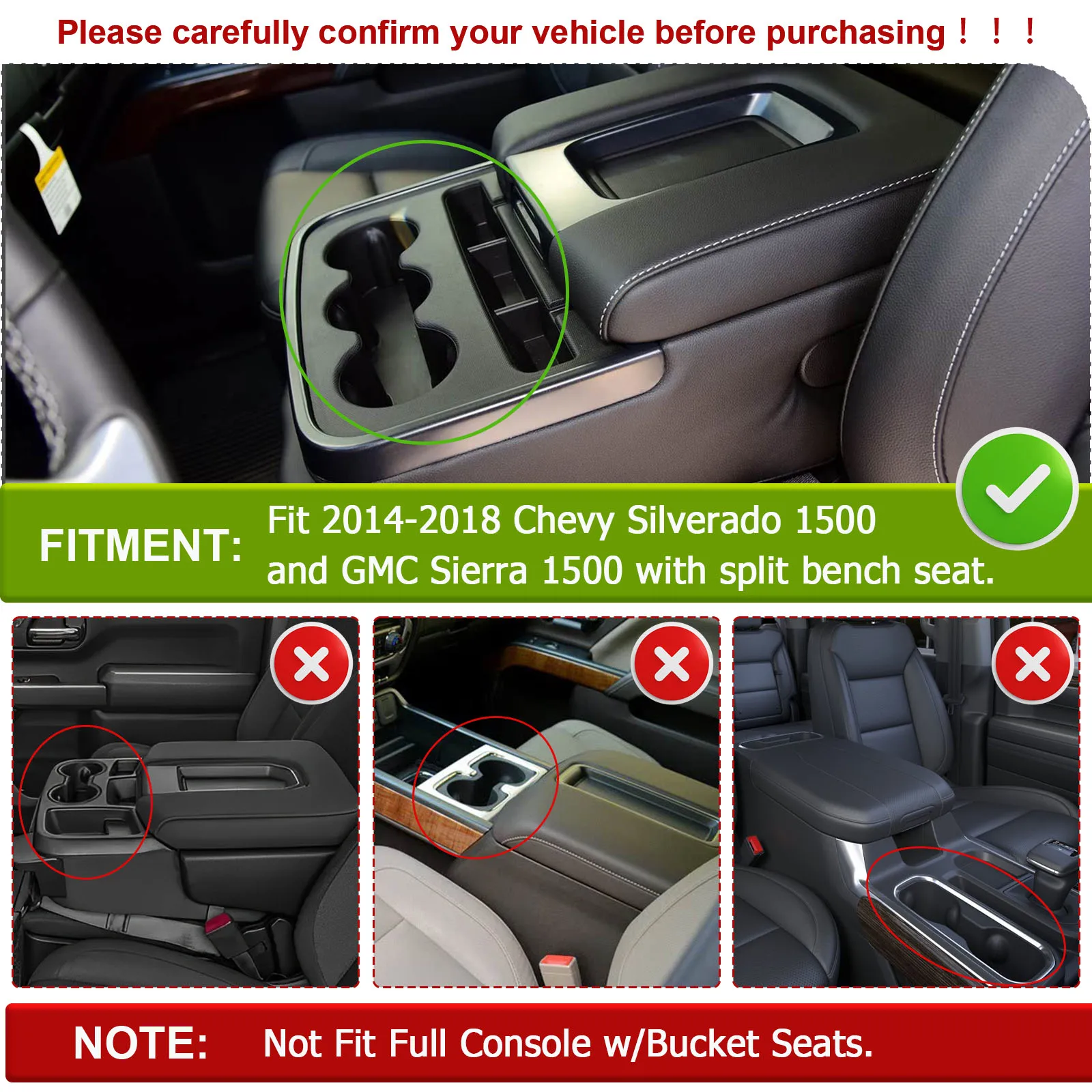 Sixthsmoy Center Console Organizer for 2014-2018 Chevy Silverado 1500 and GMC Sierra 1500 Armrest Storage Box Tray Accessories