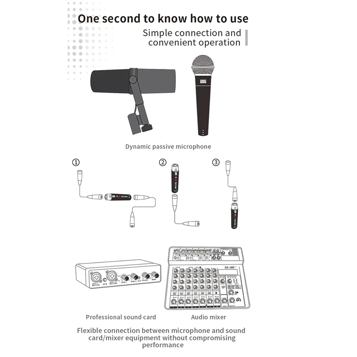 

TEYUN Q2 Microphone Dynamic Preamplifier 28Db Gain Dynamic Mic Amplifier 48V Metal Structure Q-2 for Live