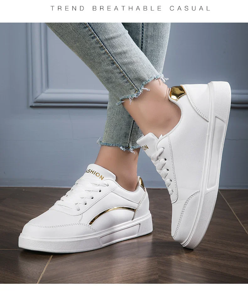 Description Picture 5 of itemLeather Women Shoes Sneakers Trend Casual Shoe Italian Breathable Leisure Sneakers Non-slip Footwear Women Vulcanized Shoes