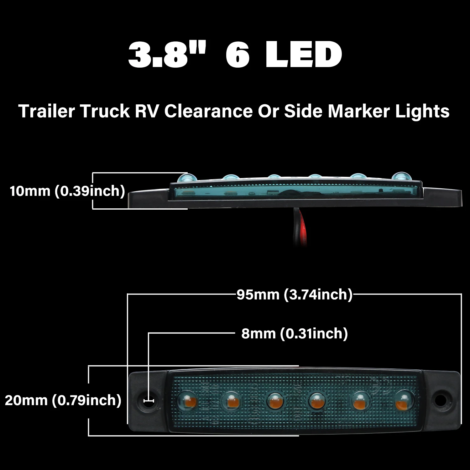 10 шт., габаритные огни, 3,8 дюйма, 6 светодиодов, 12 В