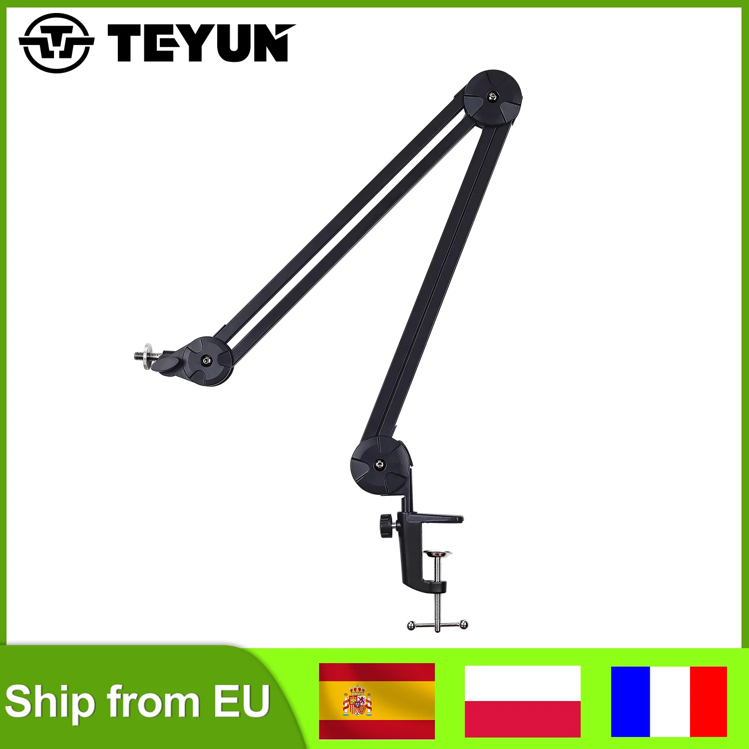 TEYUN Pantograph Desktop Microphone Arm Stand With Spider Heavy Load Boom Holder Adjustable Angle Condenser Mic Bracket NBA-2