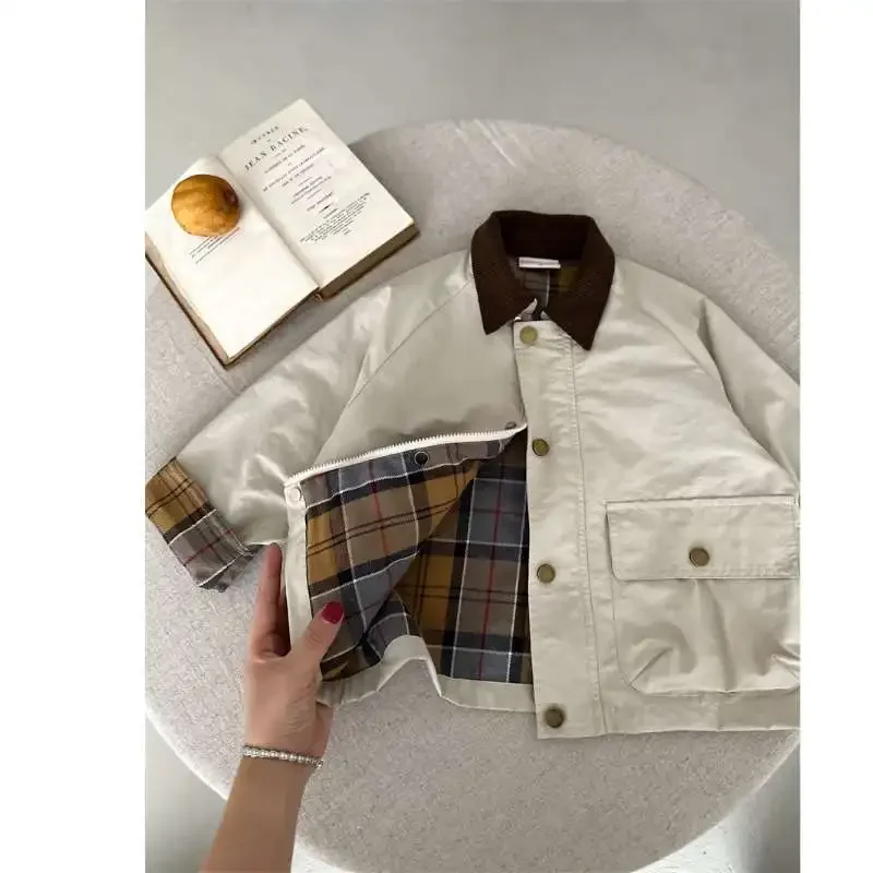 Fashion Baby Girl Boy Cargo Trench Jacket Infant Toddler Child Patchwork Coat Spring Autumn Child Dust Coat Baby Clothes 1-10Y