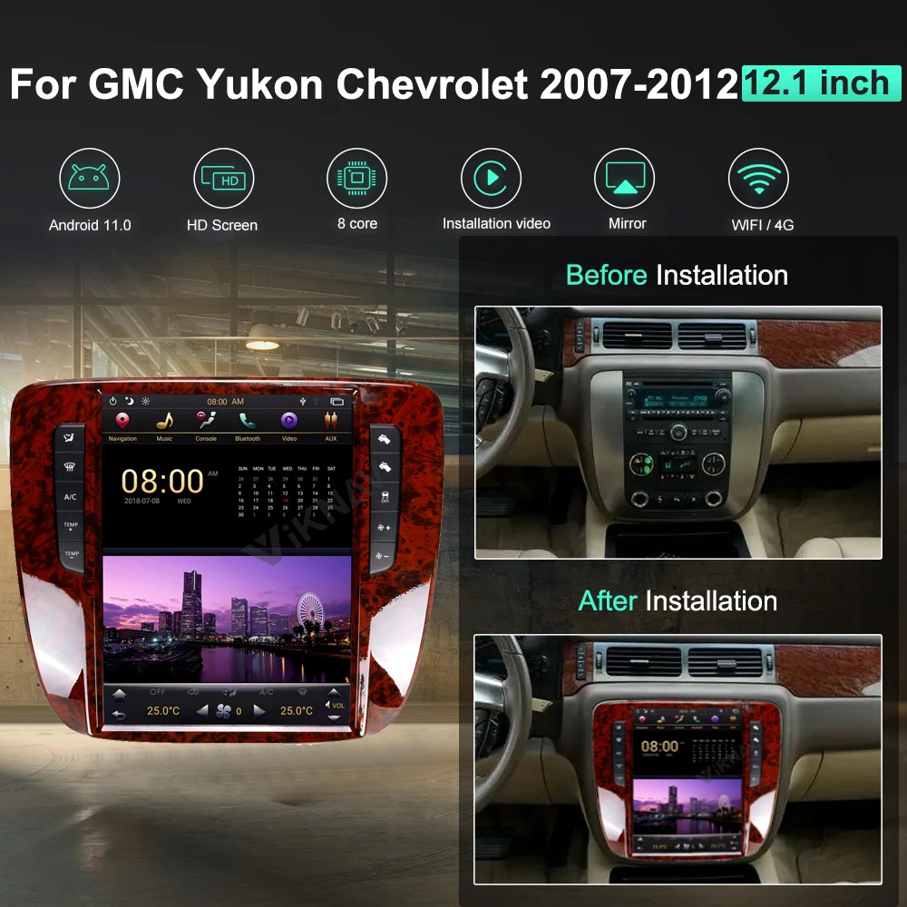 

Android car Radio with screen for GMC Yukon Chevrolet Tahoe silverado 2007-2012 car 12.1 inch stereo DVD screen head unit 2din