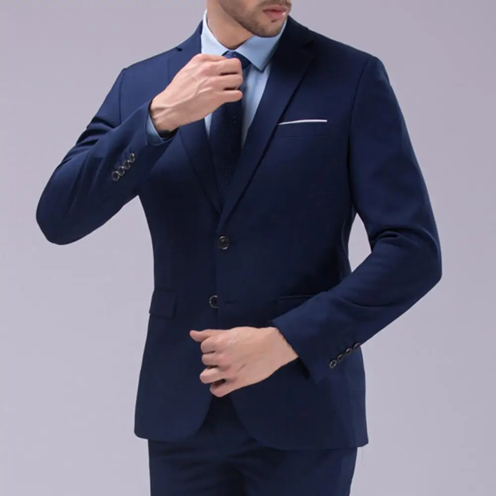 1 Set Formal Suit Set Long Sleeve Blazer Pants Slimming Pure Color Blazer Pants 1