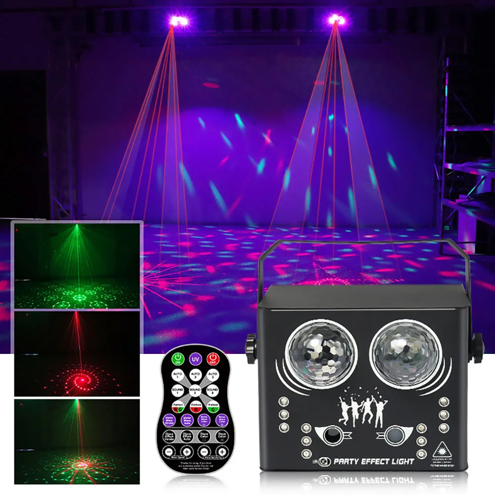 

LED 5-in-1 stage laser light UV water pattern remote control magicball light wedding DJ bar audience stage light Halloween light