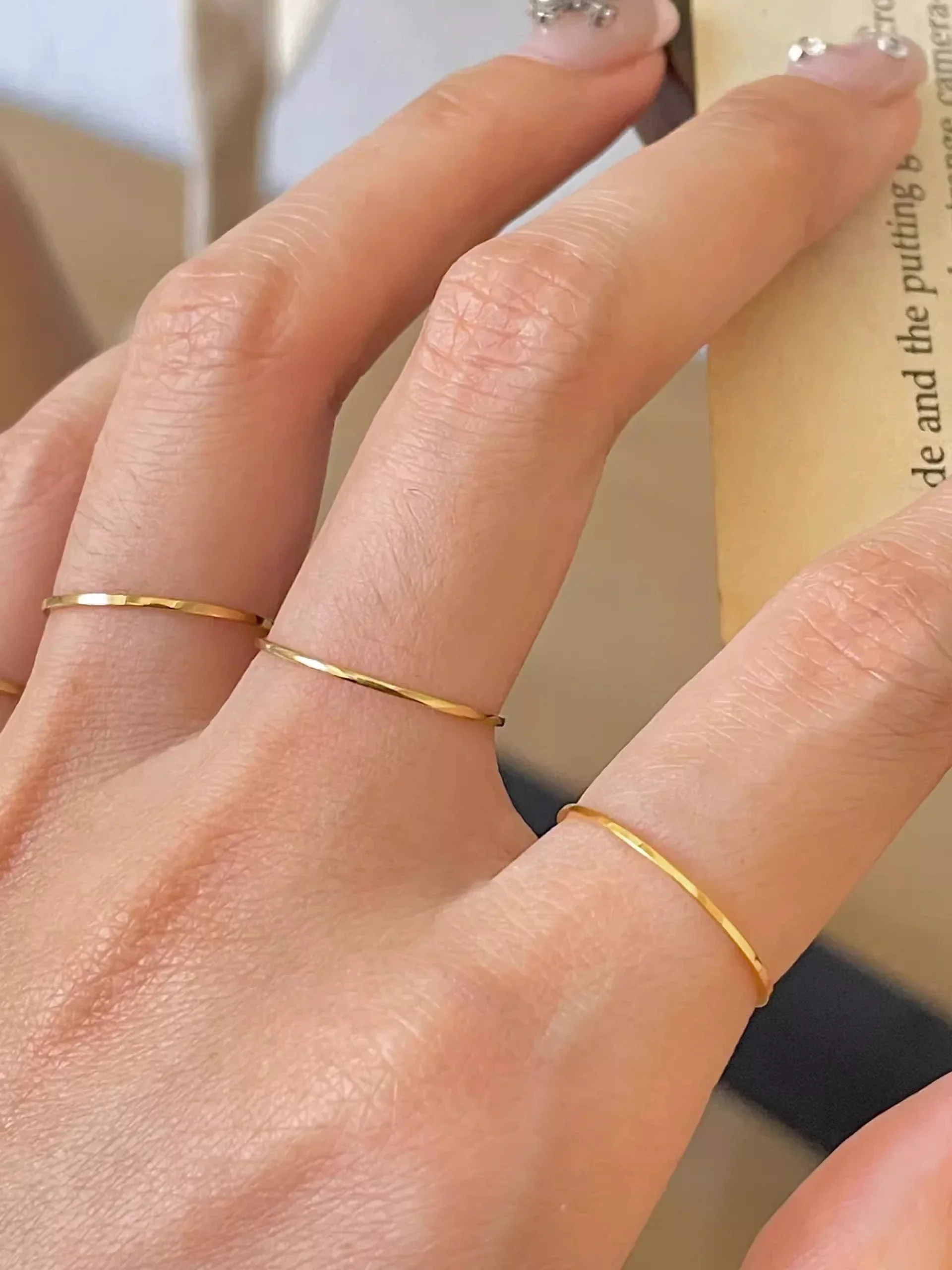 1/3pcs Minimalist Stackable Extremely Thin Stainless Steel Rings for Women Fashion Gold Color Daily Simple Dainty Jewelry Gift 2