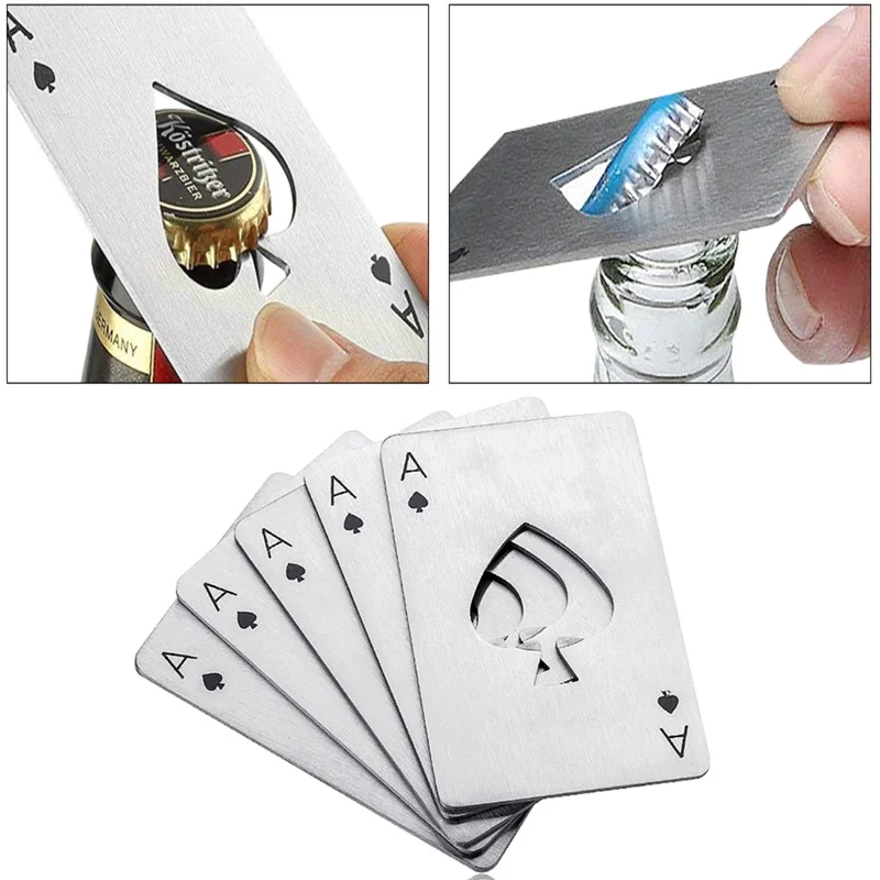 Playing Cards Poker Set 1Pcs Portable Stainless Steel Poker Bottle Opener