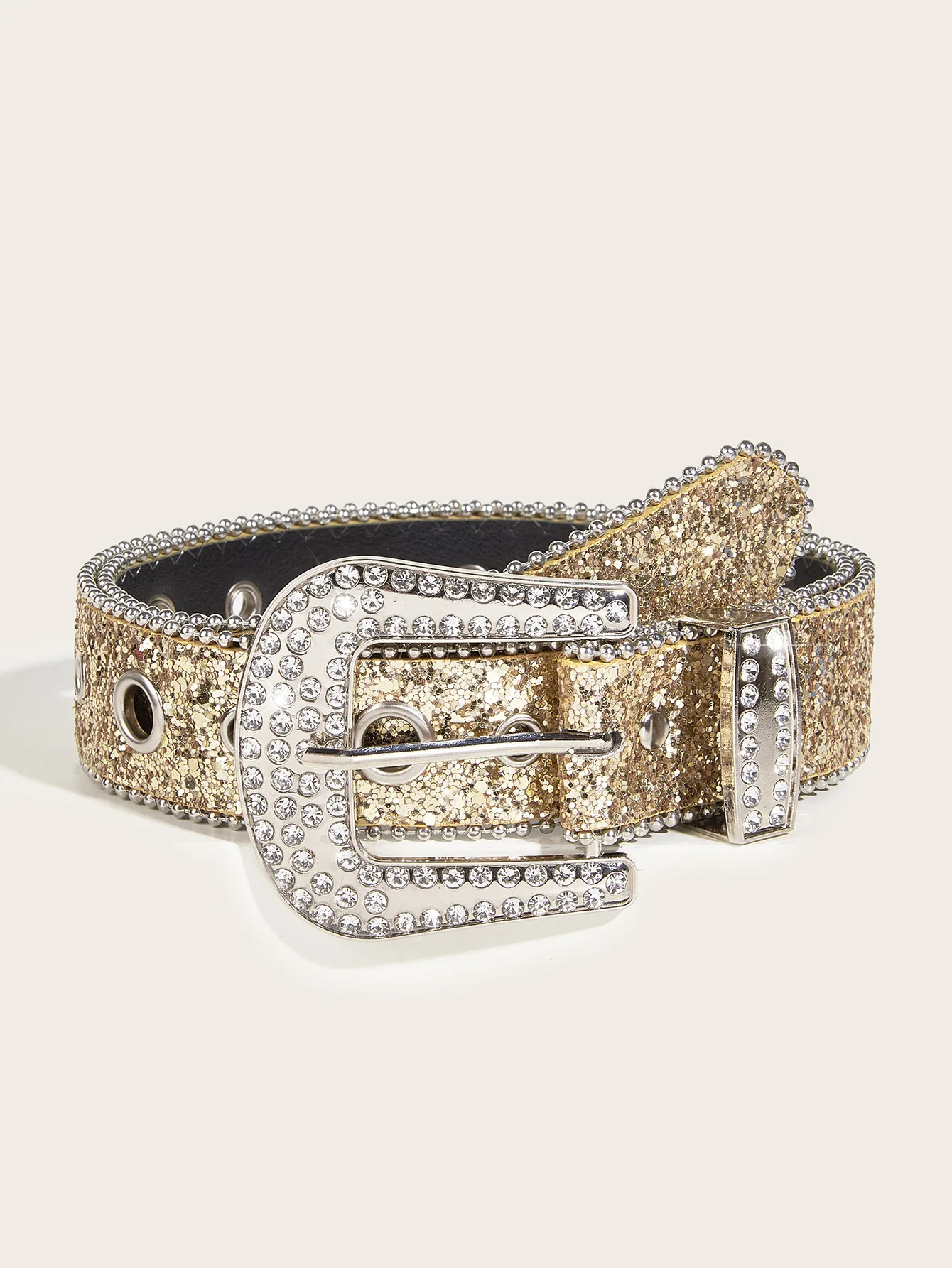 Rhinestone Western Cowgirl Belt - Y2K Sparkling PU Leather Accessory for Women