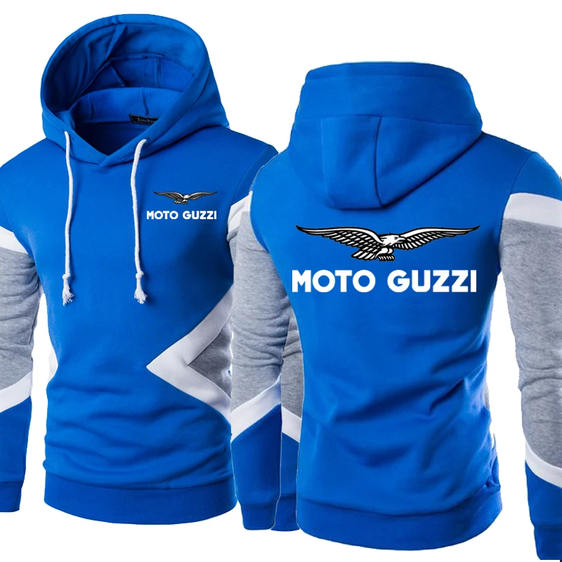 2022 New Spring Autumn Fashion Moto Guzzi Logo Hoodie Patchwork Men's Pullover Sweatshirt Casual Cotton Hoodie 5 Colors streetwear hoodies Hoodies & Sweatshirts