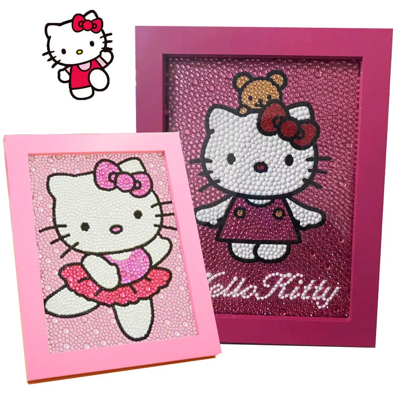 Kawaii Hello Kitty Diamond Paintings Kit Anime Sanrioed Kt Cat Diy Diamond  Paint Kids Handmade Diamond Paint Crafts Home Decor