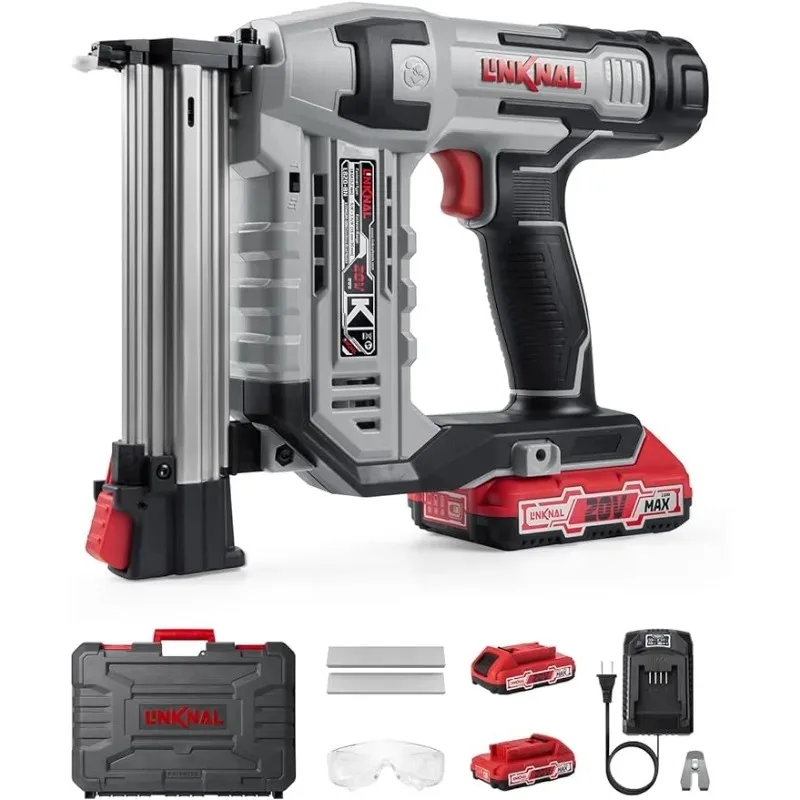 

Electric Nail Gun, Cordless Brad Nailer Battery Powered,18 Gauge, 2×20V MAX Li-ion Batteries, Charger and 1000 Nails Included