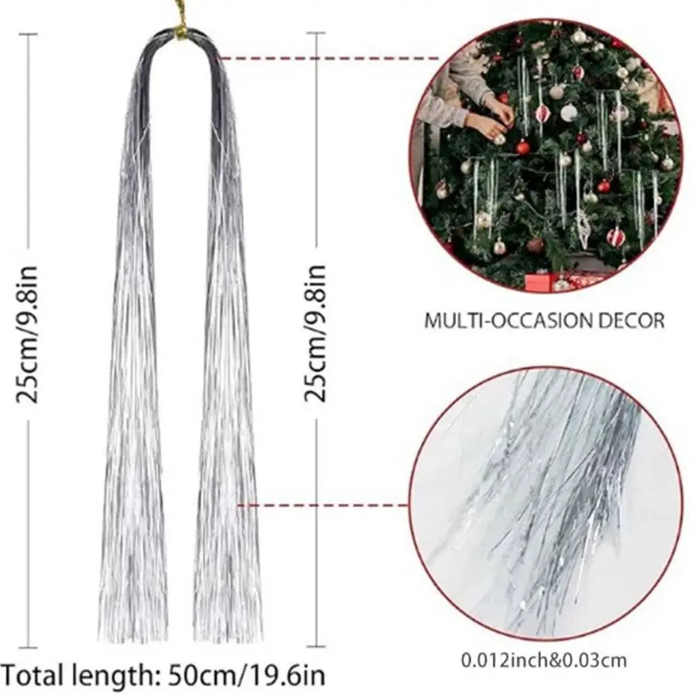 Metal Wire Christmas Tree Decor Gold Tinsel Icicle Strands