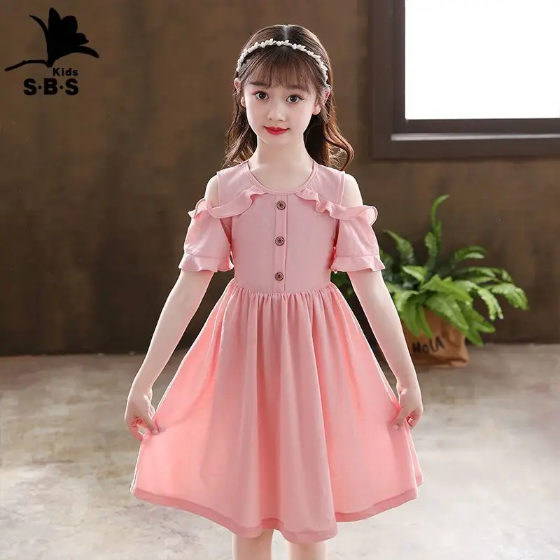 

Girls dress summer off-the-shoulder fashion children's temperament princess dress