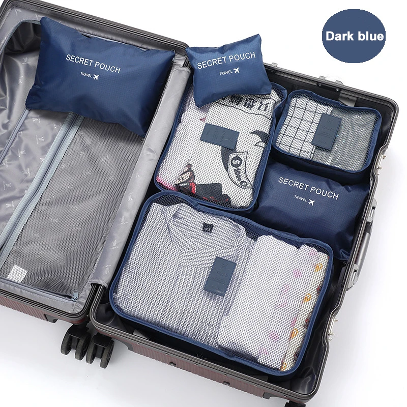 6-Piece Travel Storage Bag Set – Portable Luggage Organizers and Packing Cubes for Clothes and Shoes, Ideal for Suitcase Organization Bags & Storage Items Beach bags