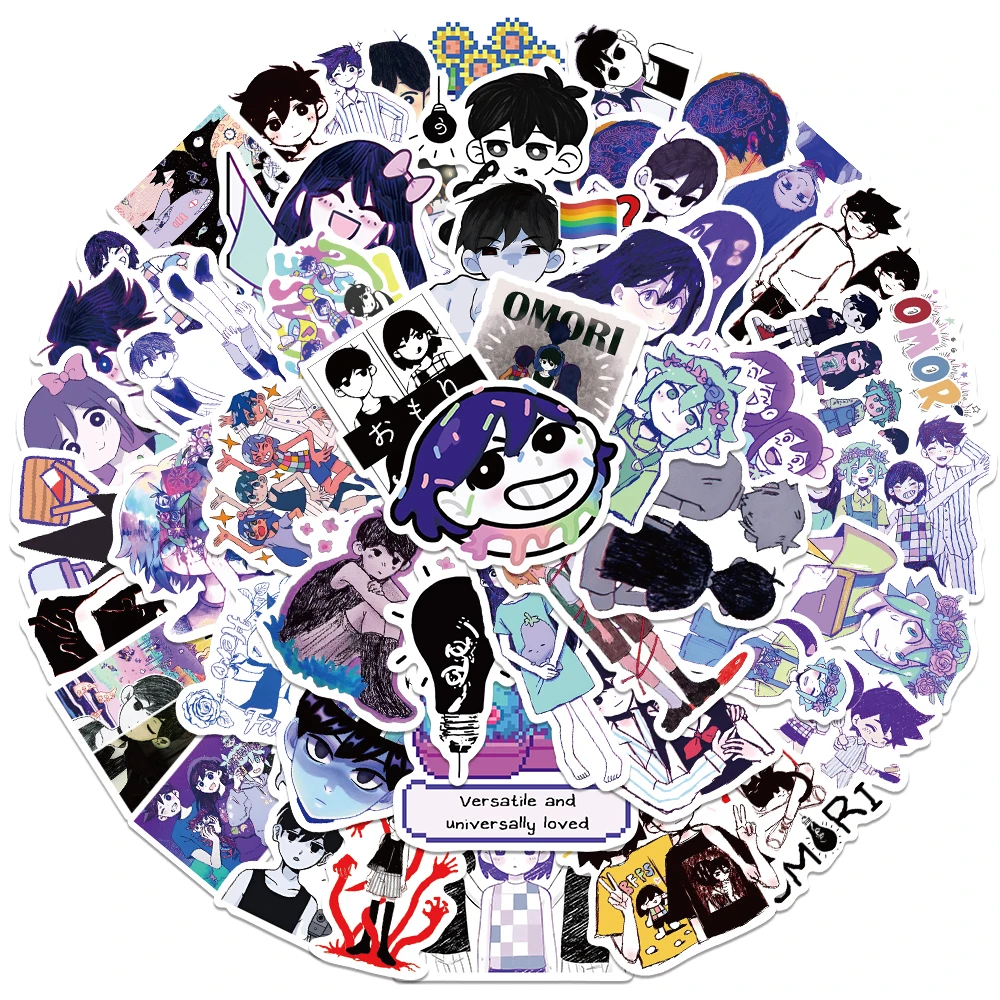 

50pcs Vinyl Laptop Decals Cute Funny Cartoon Game Omori Stickers For Water Bottle Luggage Notebook Waterproof Graffiti