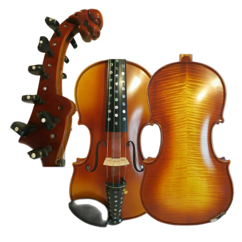 Fiamme Fatte A Mano 4*10 Corde Intaglio Violino Scroll 4/4 Ricco Suono Dolce #14234