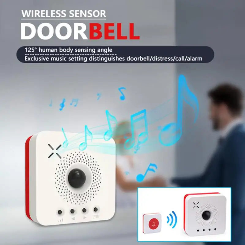 

100 Meters 433 Mhz RF Wireless Doorbell Infrared Body Motion Sensor Visitor Alert Chime Alarm Burglar Work With Emergency Button