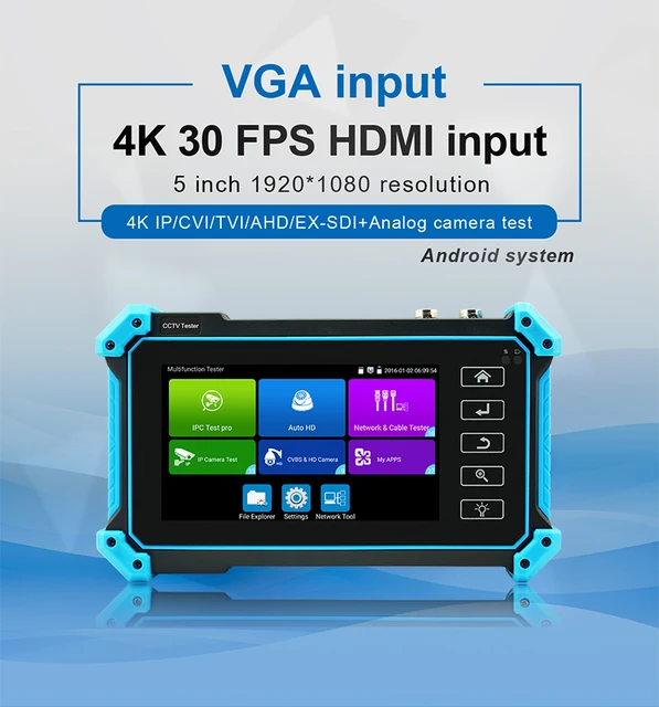 5.4" CCTV IPC Tester AHD CVI TV SDI Camera Testing 4K IP Camera Tester IPC-5200 Plus PTZ VGA HDMI Input Cable Tracer CCTV Tester 4