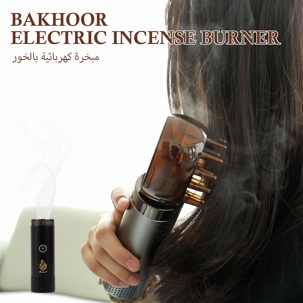 Nste Usb Recarregável Aromaterapia Comb Queimador de Incenso Elétrico para Cabelo Dispositivo Portátil Muçulmano Dukhoon Ambientador Bakoor