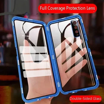 Custodia in vetro bifacciale magnetica con struttura in metallo 360 per Vivo V50 V40 V30 V29 V27 Pro V27E V30E V29 Lite 5G Copertura di protezione dell'obiettivo