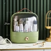 Fashion Green Luxury Makeup Organizer Box Dressing Table Dustproof Cosmetics Storage Case Desktop  Makeup Storage Holder Rack 3